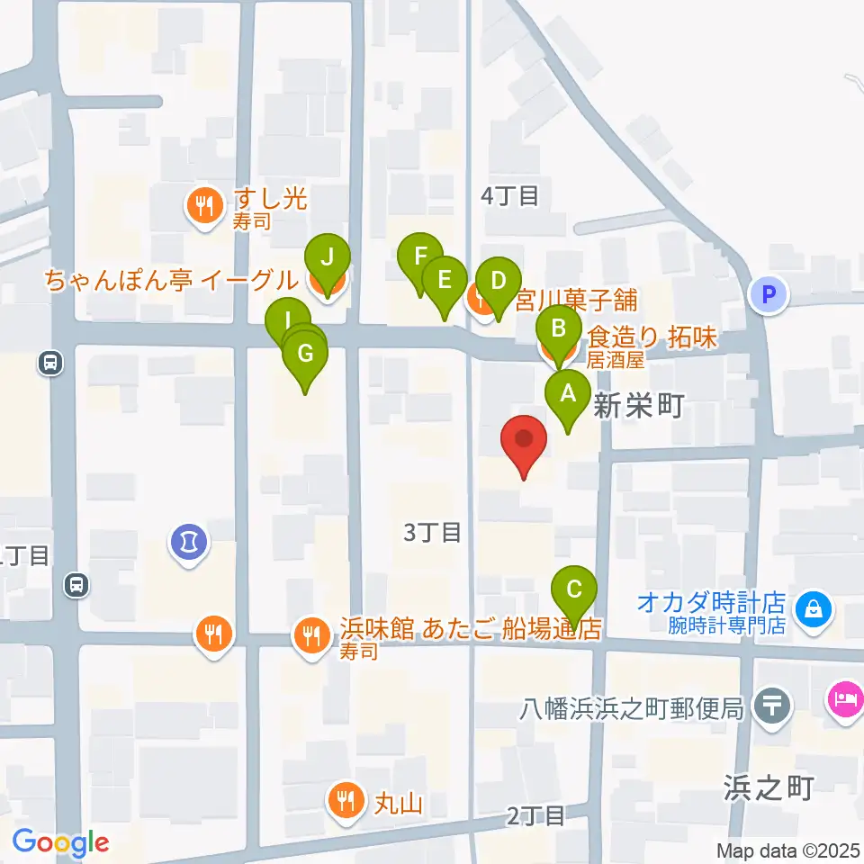 カジタ楽器店 八幡浜店周辺のファミレス・ファーストフード一覧地図