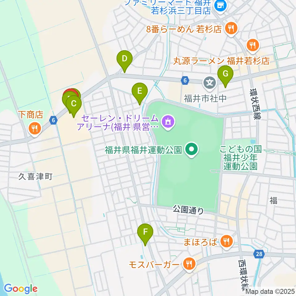 音楽工房かわばた周辺のファミレス・ファーストフード一覧地図