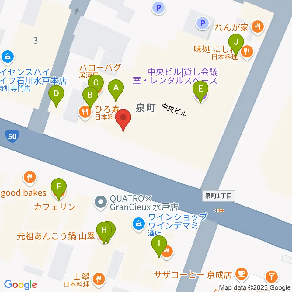 かわまた楽器店周辺のファミレス・ファーストフード一覧地図