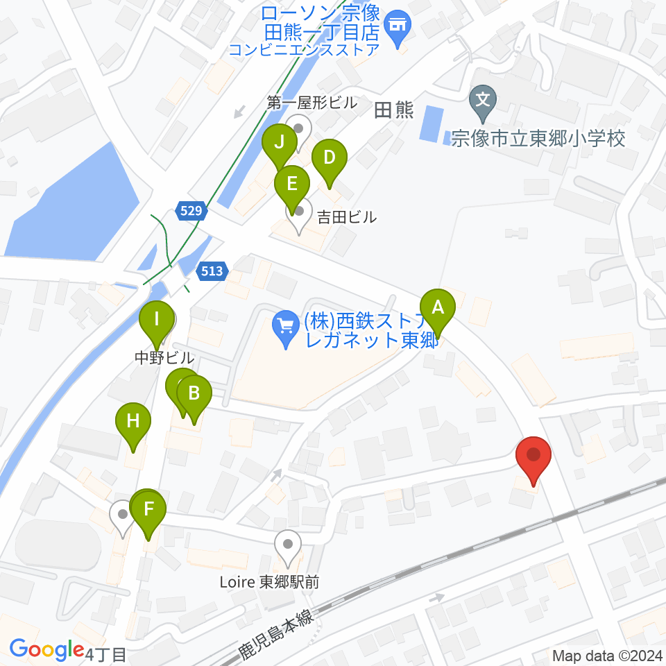 河島楽器店周辺のファミレス・ファーストフード一覧地図