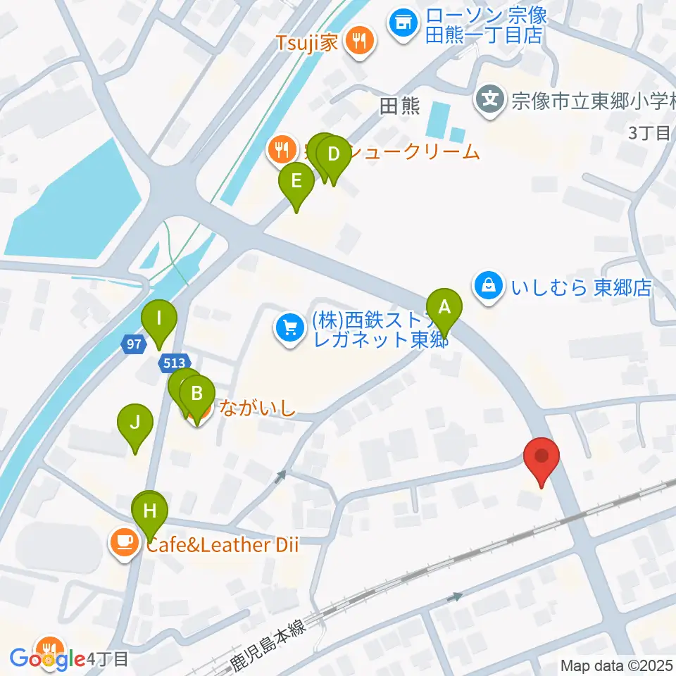 河島楽器店周辺のファミレス・ファーストフード一覧地図