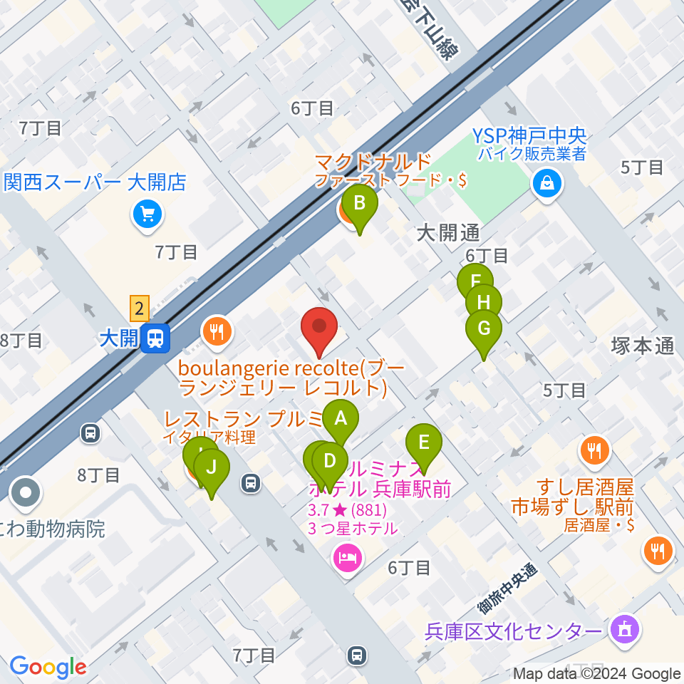 三宅バイオリン工房周辺のファミレス・ファーストフード一覧地図