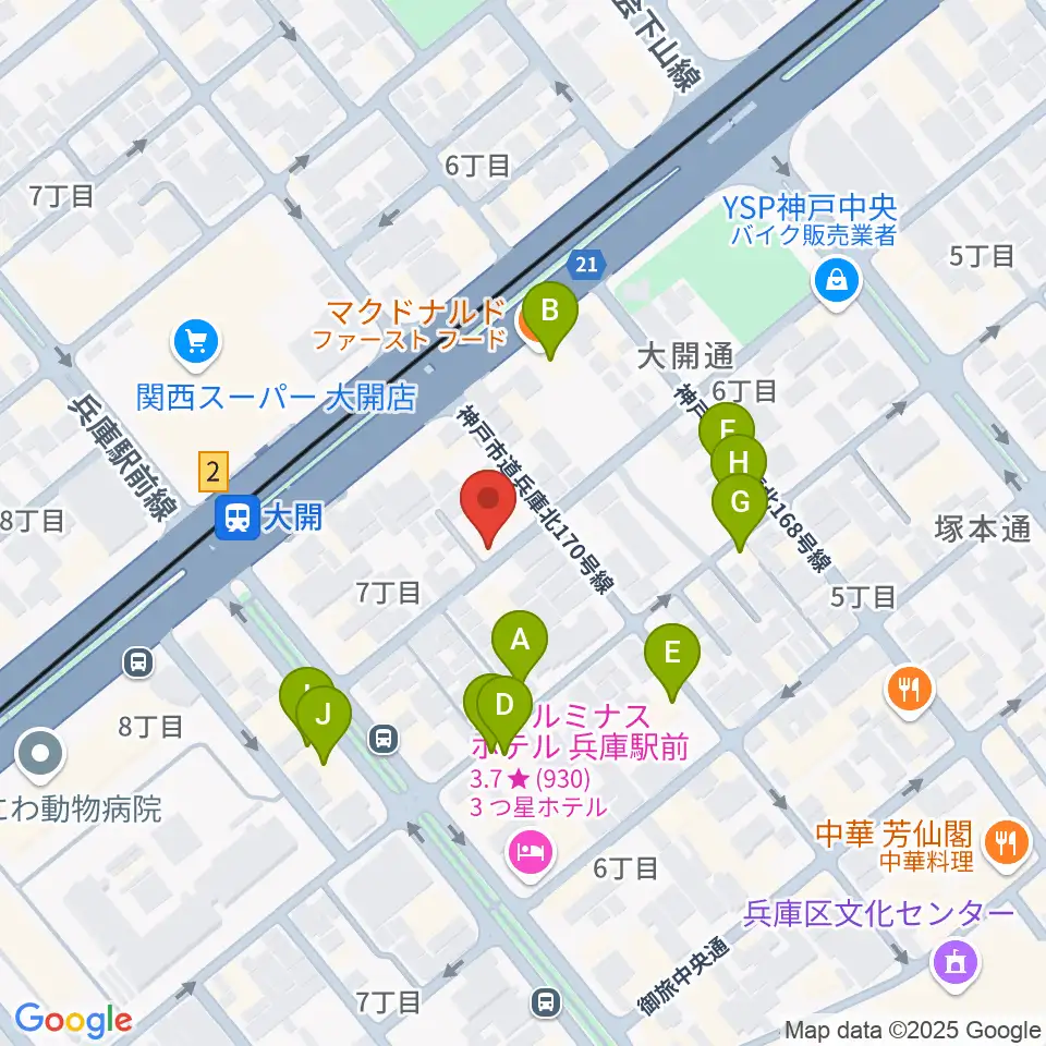 三宅バイオリン工房周辺のファミレス・ファーストフード一覧地図