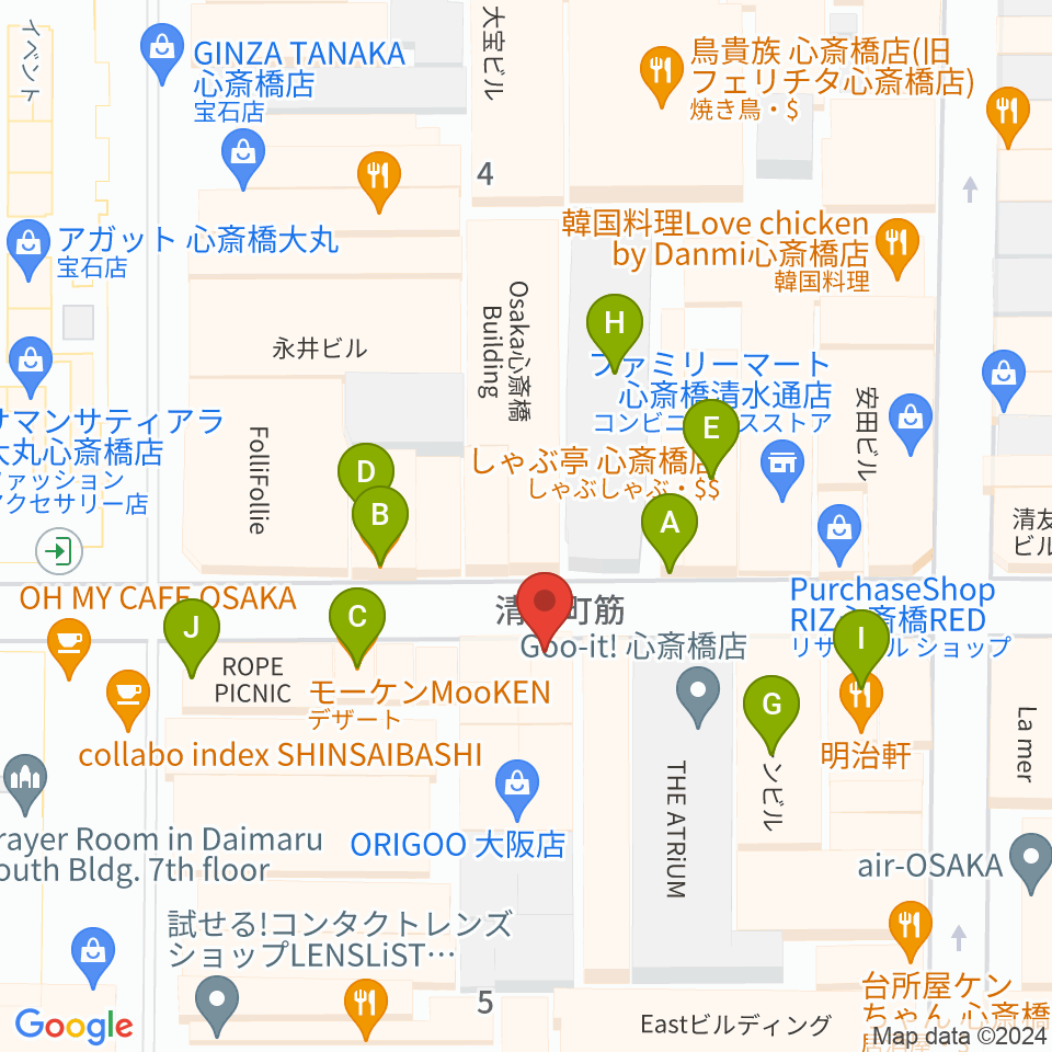 国際楽器社周辺のファミレス・ファーストフード一覧地図