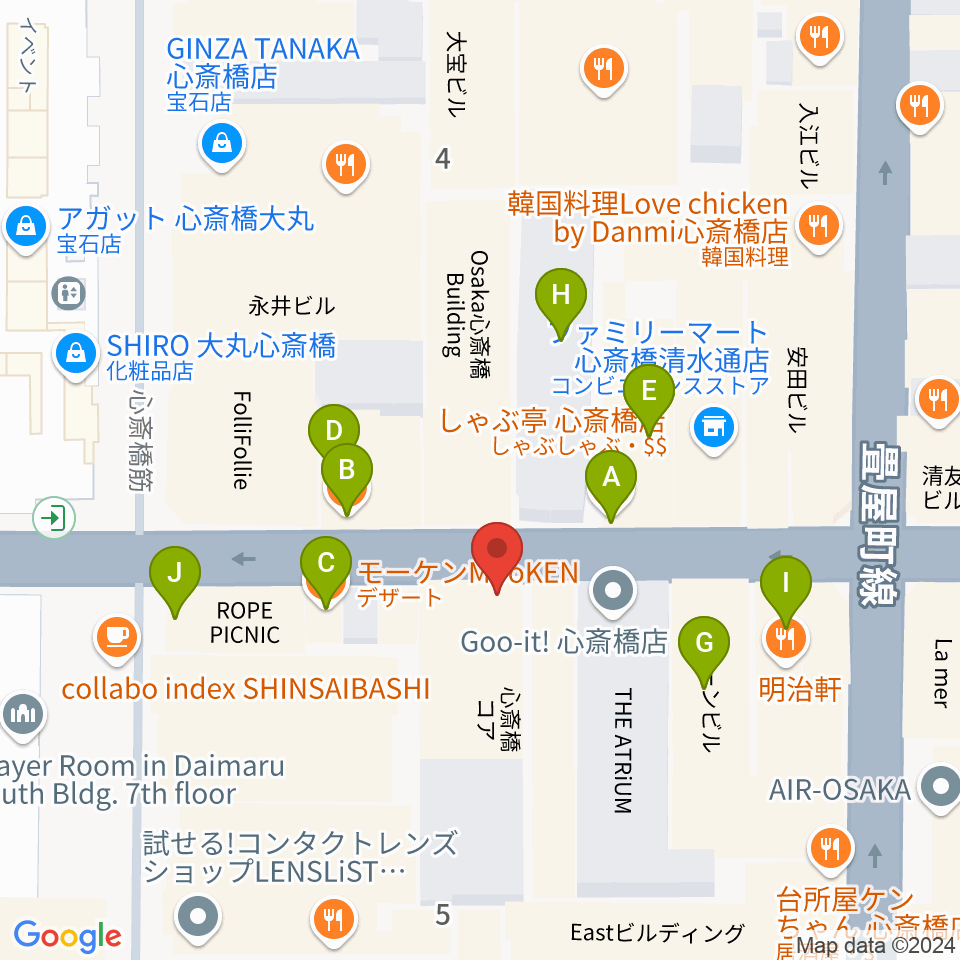 国際楽器社周辺のファミレス・ファーストフード一覧地図