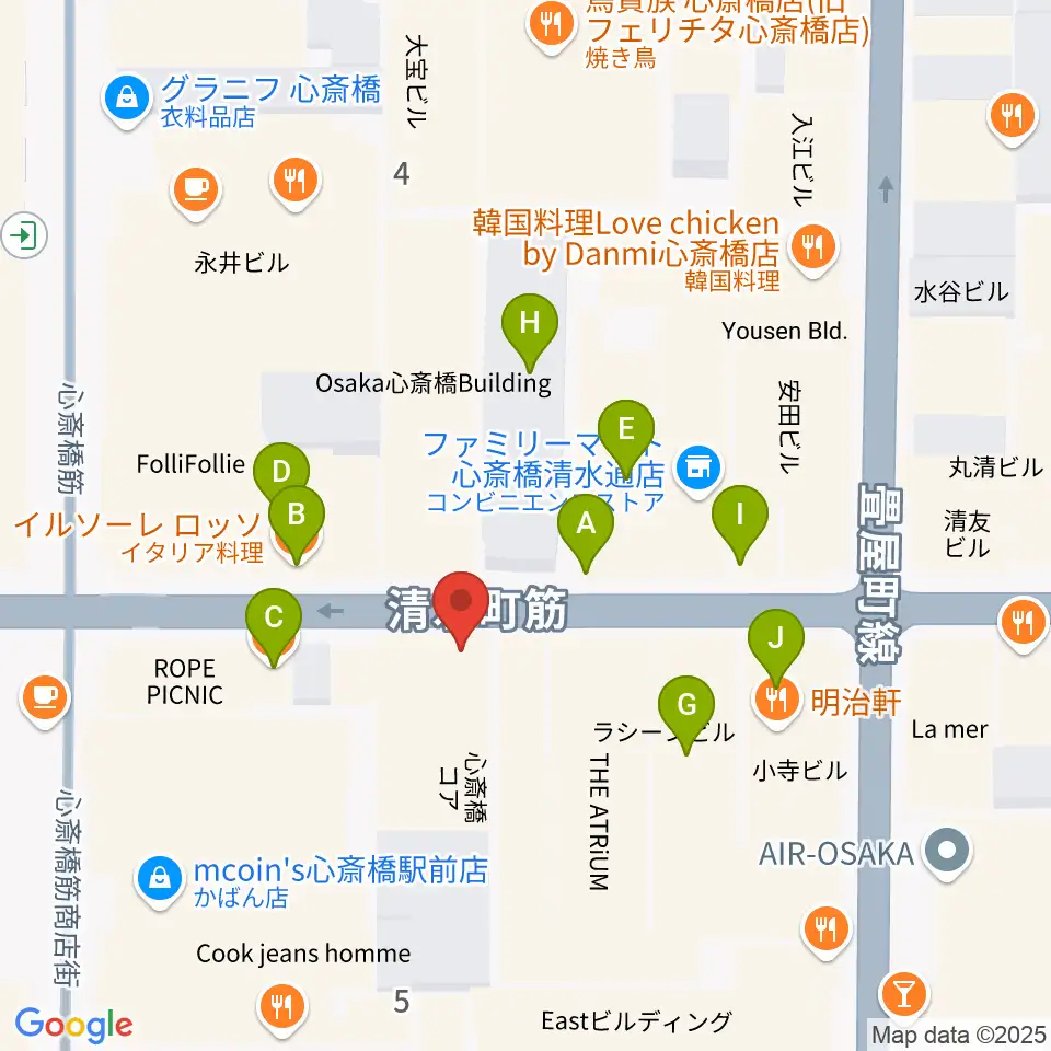 国際楽器社周辺のファミレス・ファーストフード一覧地図
