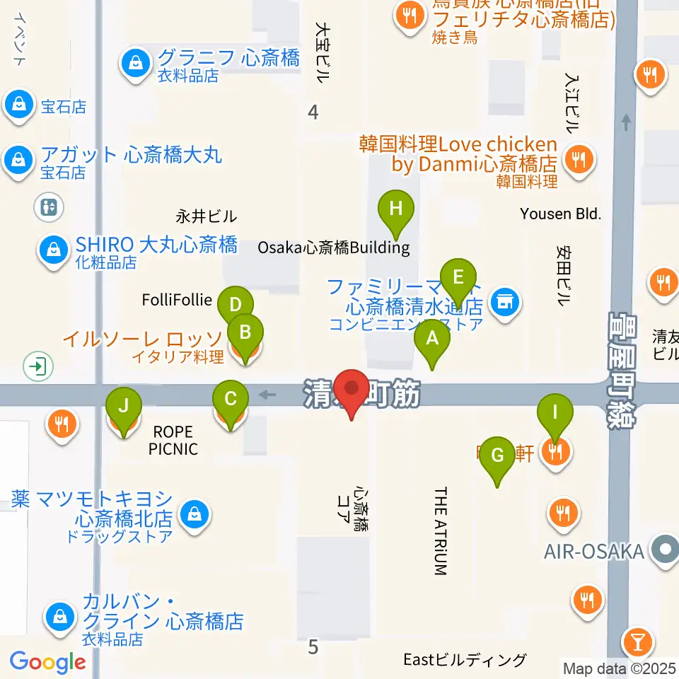 国際楽器社周辺のファミレス・ファーストフード一覧地図
