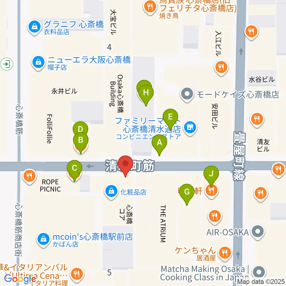 国際楽器社周辺のファミレス・ファーストフード一覧地図