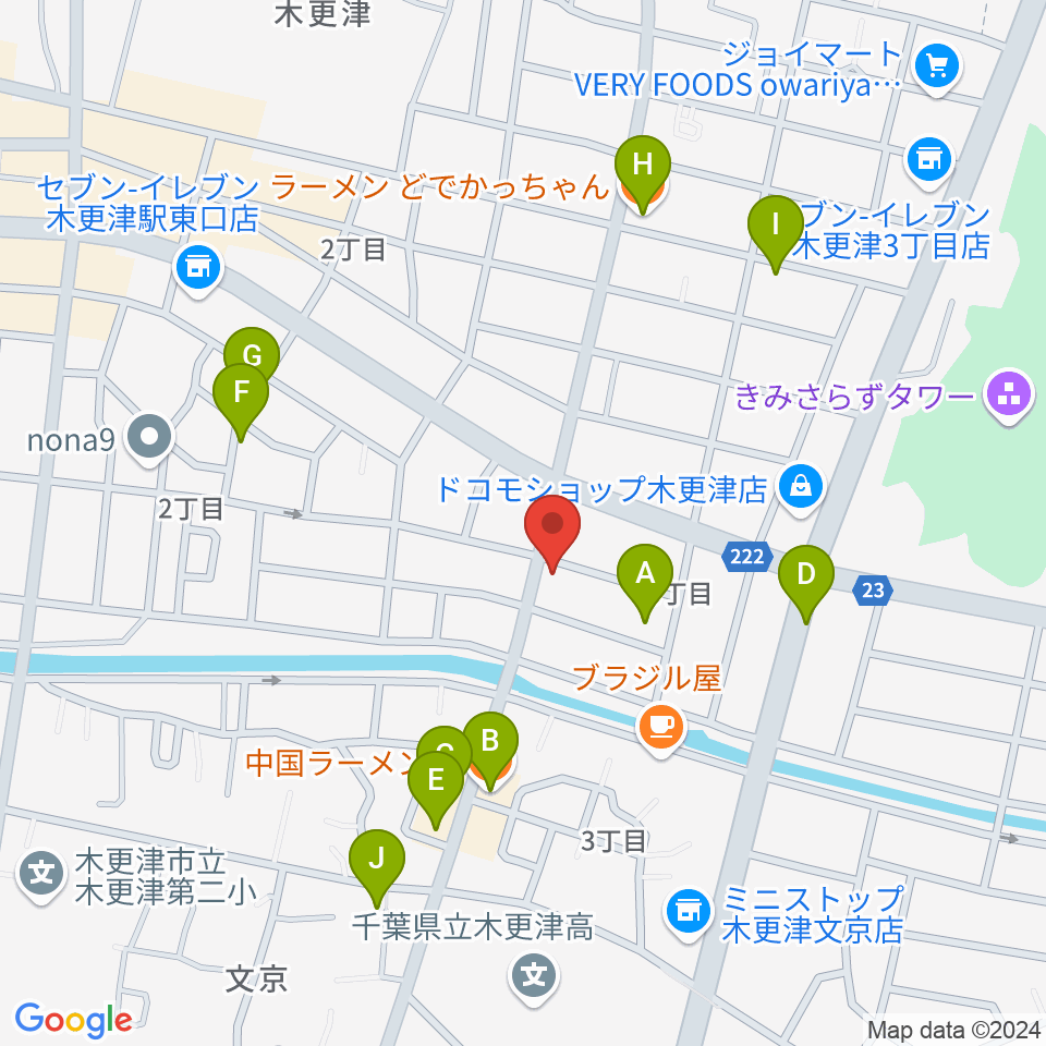 コンドー楽器 本店ショールーム周辺のファミレス・ファーストフード一覧地図