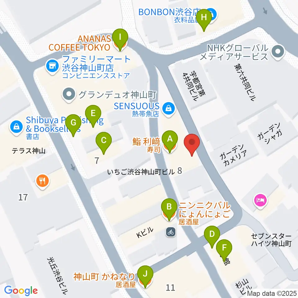 三田村楽器店周辺のファミレス・ファーストフード一覧地図