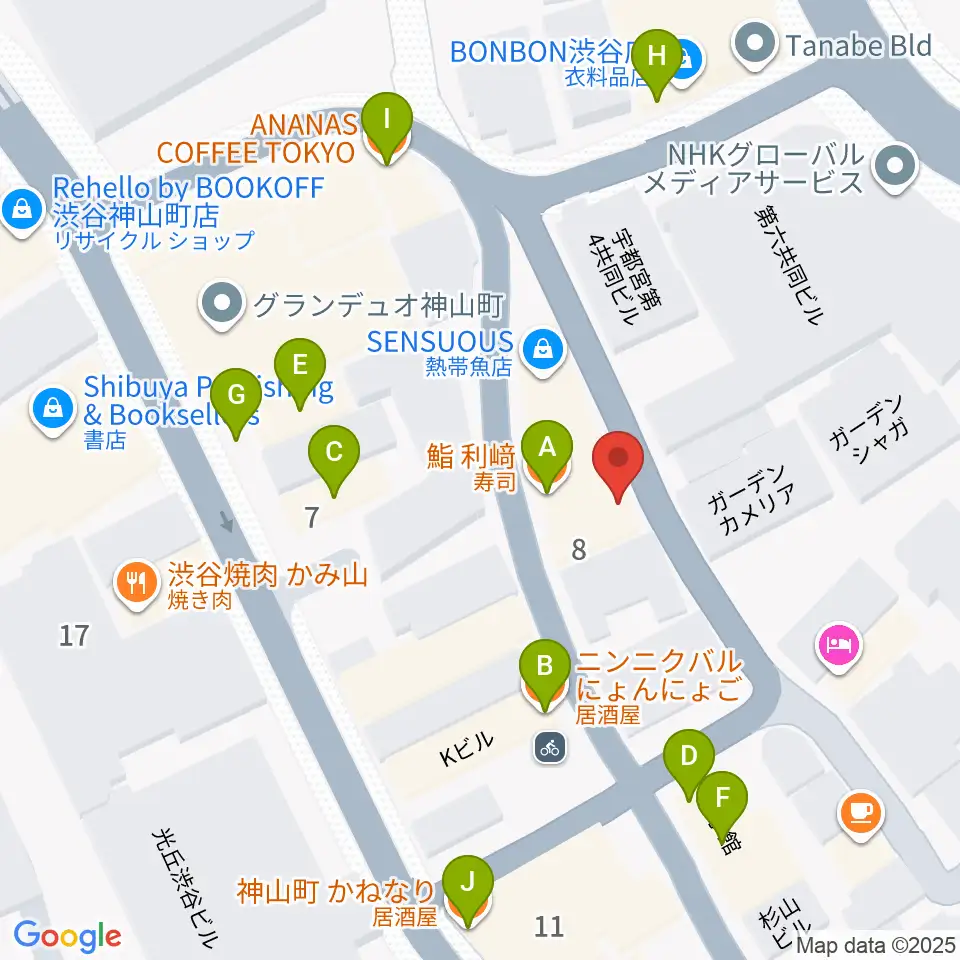 三田村楽器店周辺のファミレス・ファーストフード一覧地図
