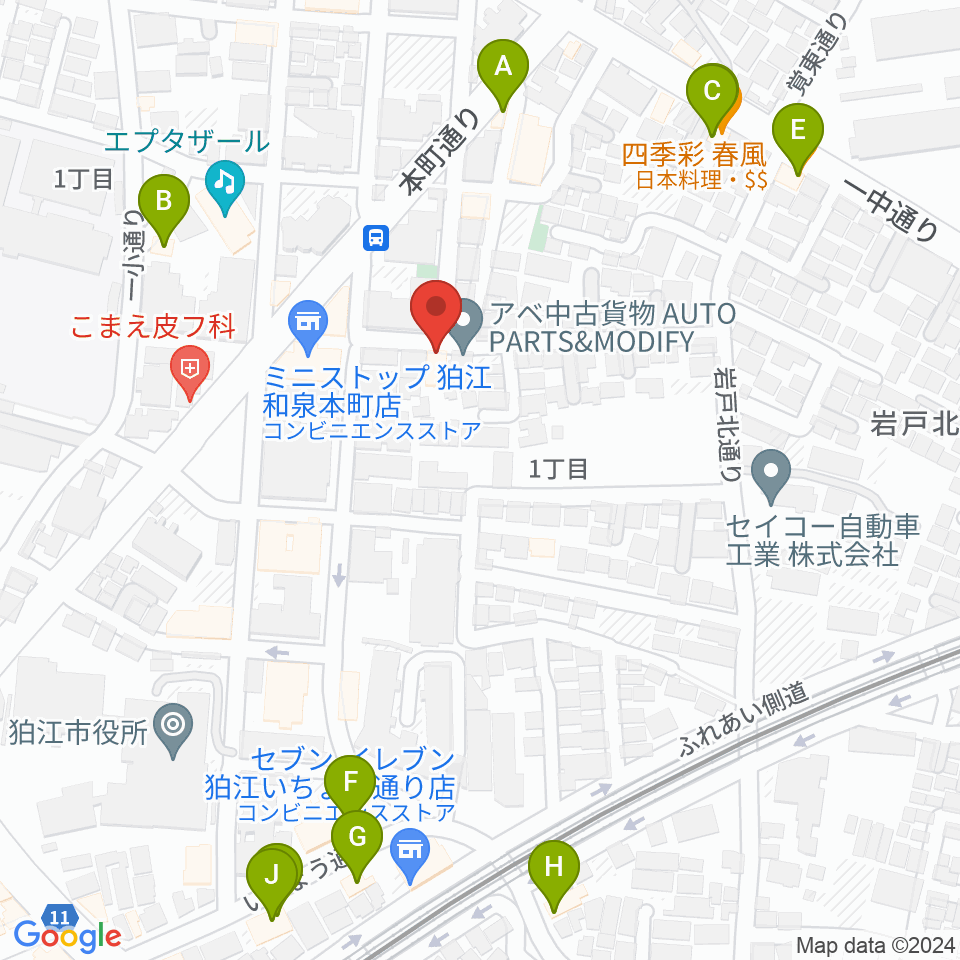 泉州尺八工房周辺のファミレス・ファーストフード一覧地図