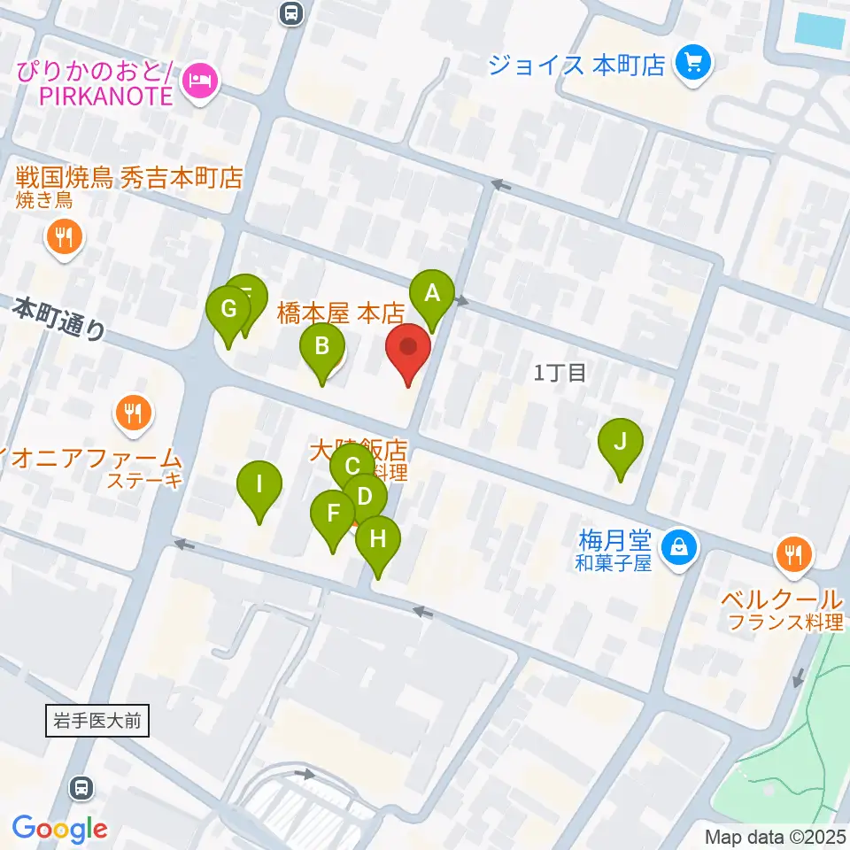 松本伸弦楽器工房周辺のファミレス・ファーストフード一覧地図