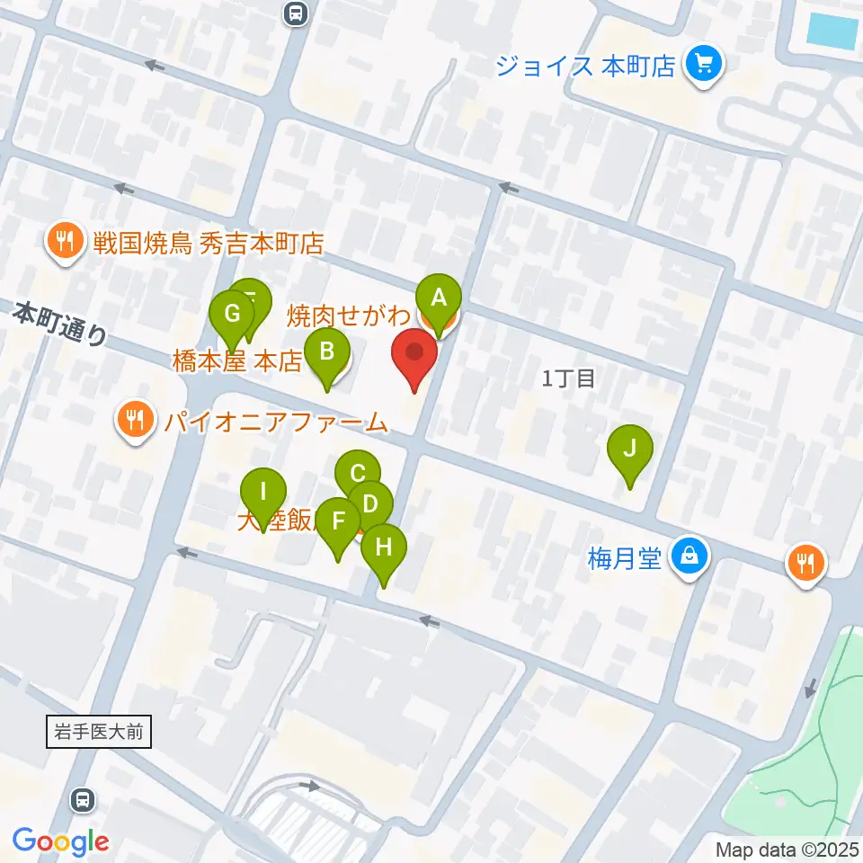 松本伸弦楽器工房周辺のファミレス・ファーストフード一覧地図