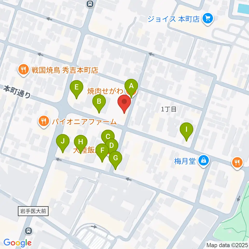 松本伸弦楽器工房周辺のファミレス・ファーストフード一覧地図