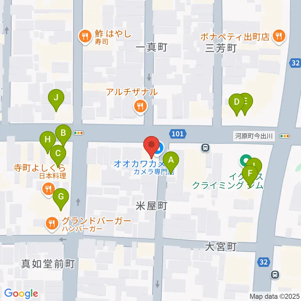 マツヲ楽器周辺のファミレス・ファーストフード一覧地図