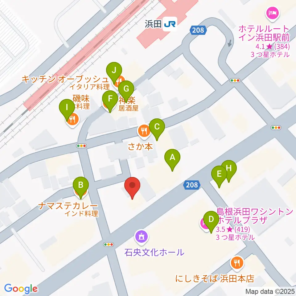 みずほ楽器周辺のファミレス・ファーストフード一覧地図