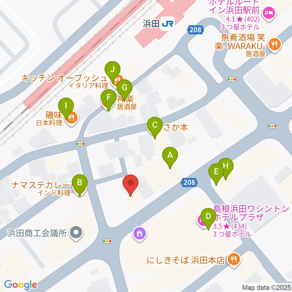 みずほ楽器周辺のファミレス・ファーストフード一覧地図