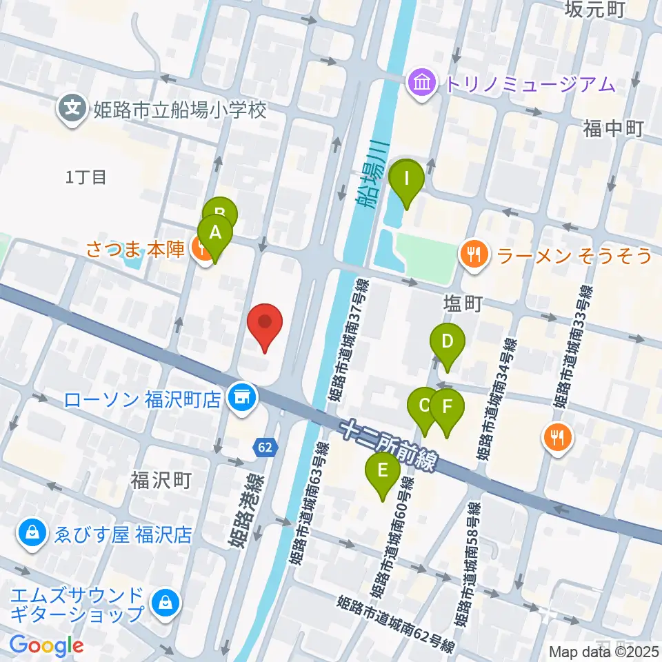 エムズサウンドギターショップ周辺のファミレス・ファーストフード一覧地図