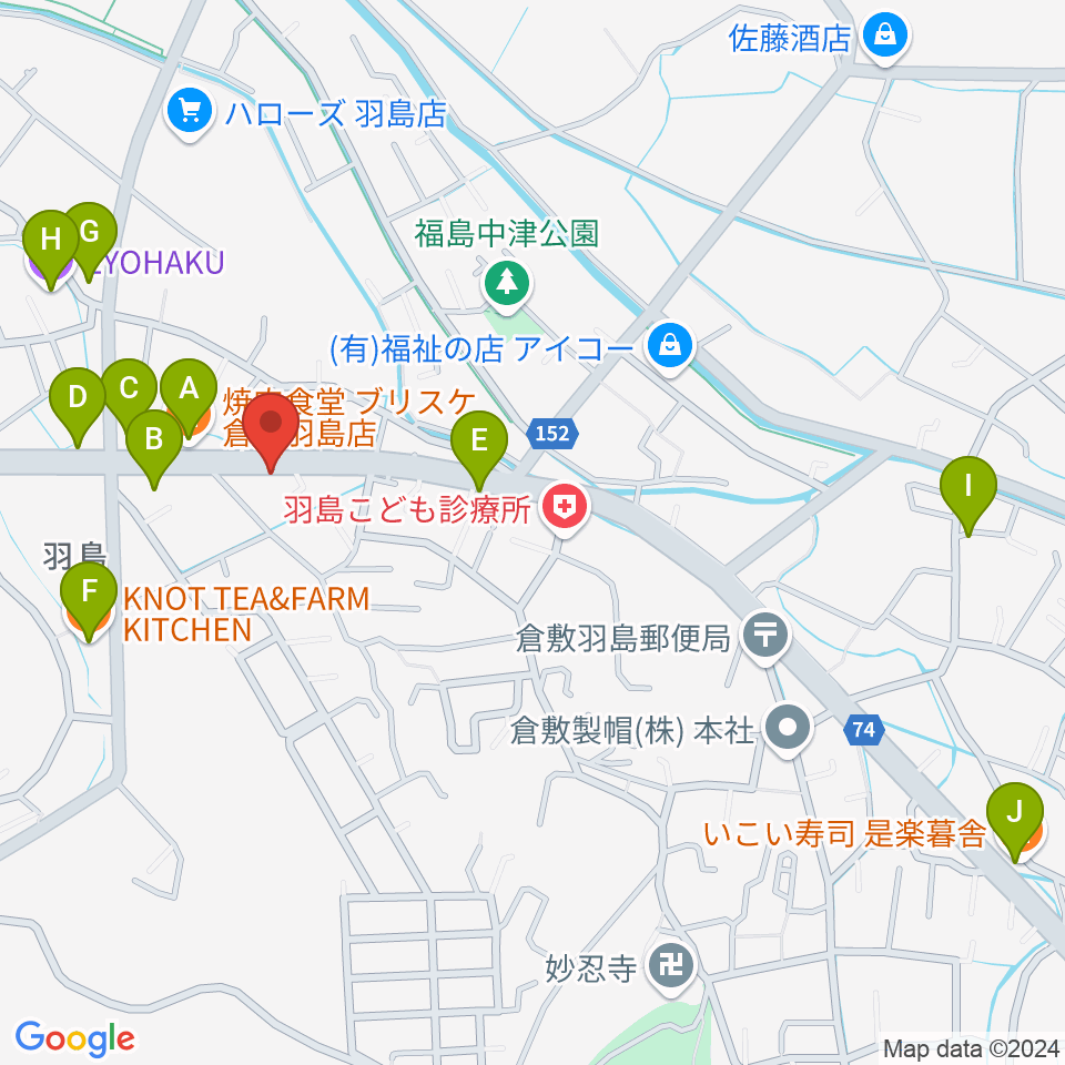 六ツ森楽器店周辺のファミレス・ファーストフード一覧地図