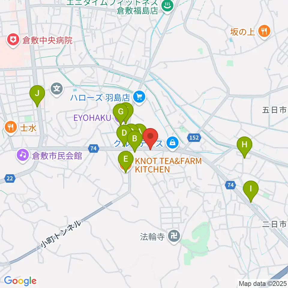 六ツ森楽器店周辺のファミレス・ファーストフード一覧地図