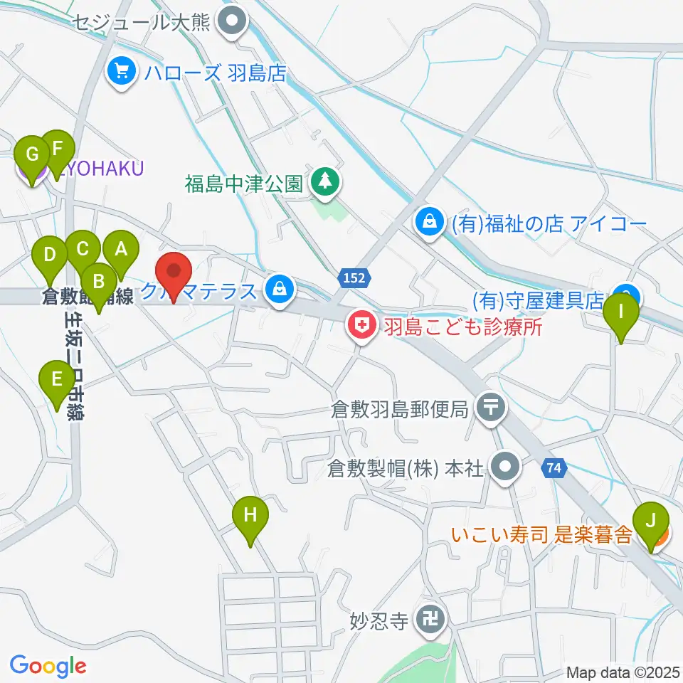 六ツ森楽器店周辺のファミレス・ファーストフード一覧地図