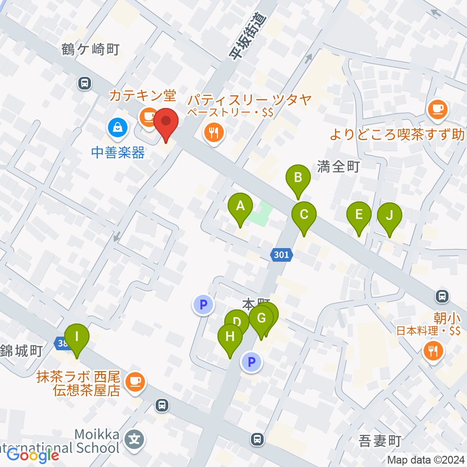 中善楽器周辺のファミレス・ファーストフード一覧地図