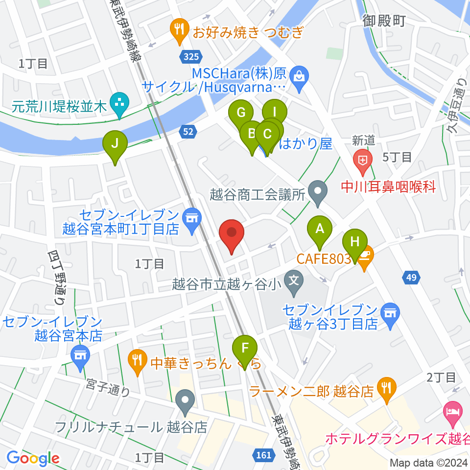 ネギシ楽器周辺のファミレス・ファーストフード一覧地図