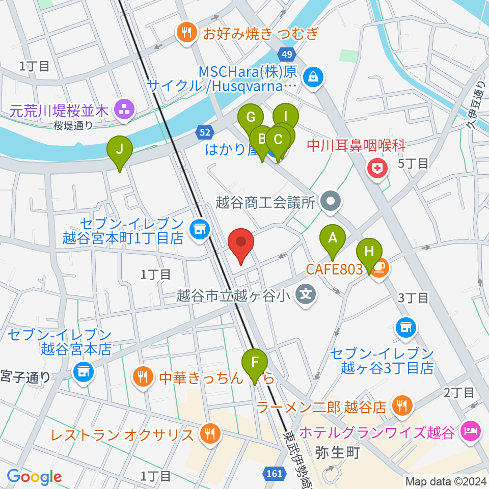 ネギシ楽器周辺のファミレス・ファーストフード一覧地図