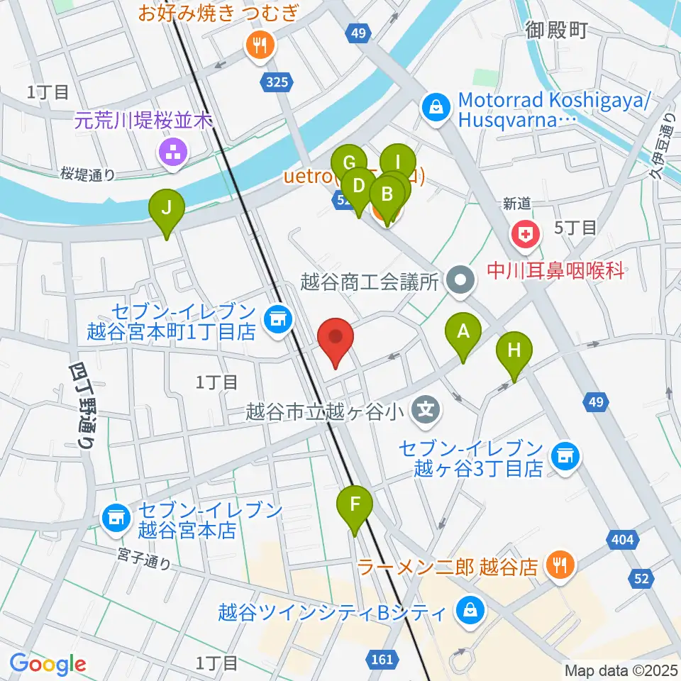 ネギシ楽器周辺のファミレス・ファーストフード一覧地図