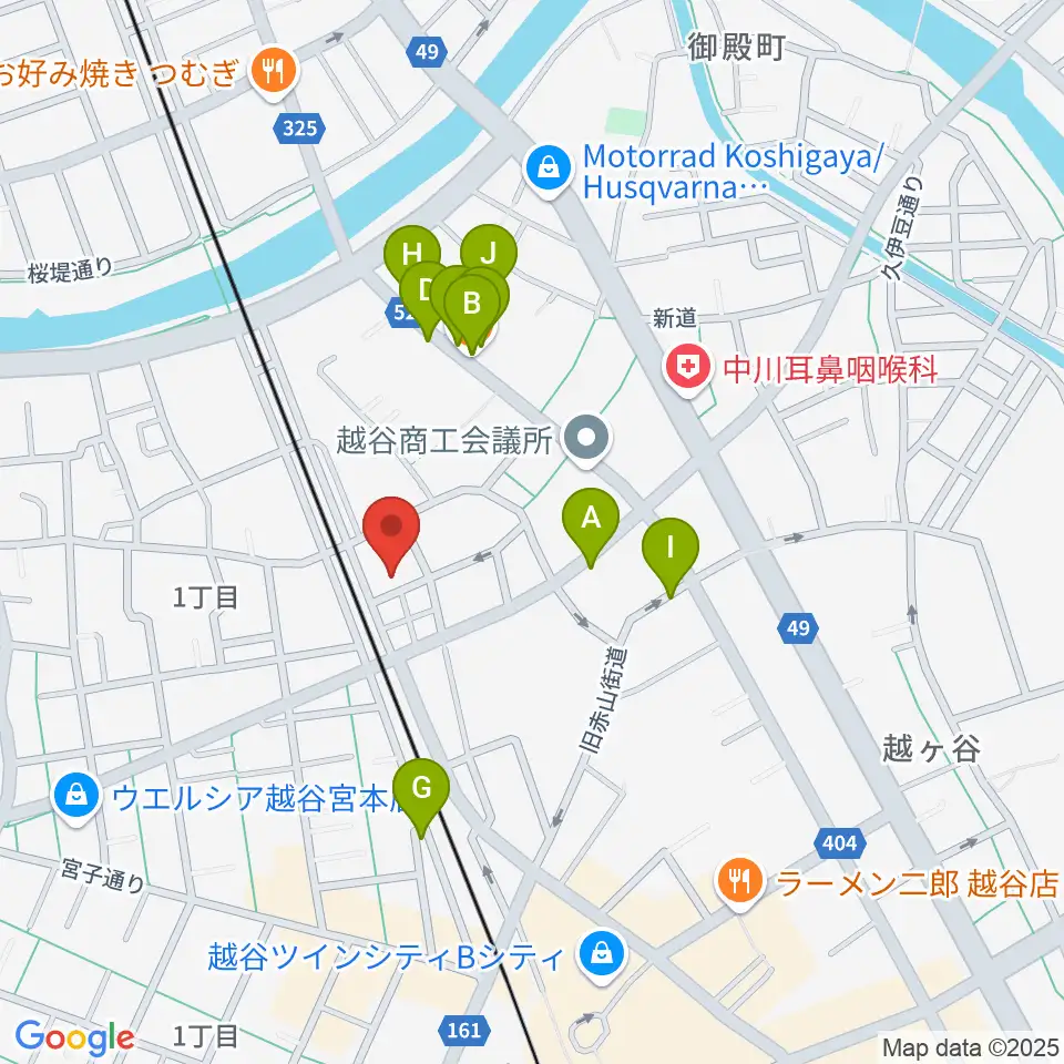 ネギシ楽器周辺のファミレス・ファーストフード一覧地図