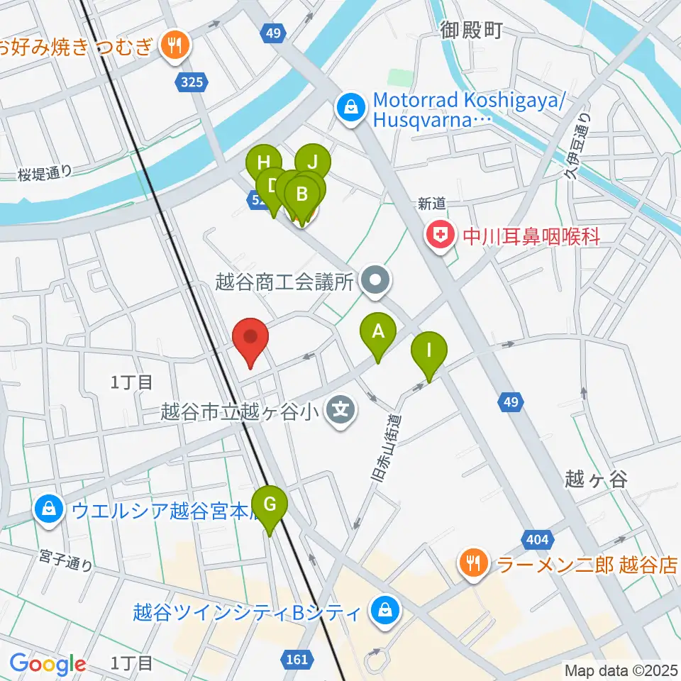ネギシ楽器周辺のファミレス・ファーストフード一覧地図