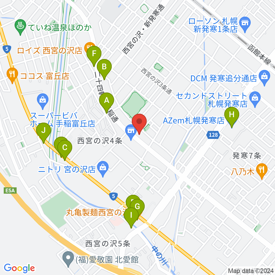 エルム楽器札幌本店周辺のファミレス・ファーストフード一覧地図