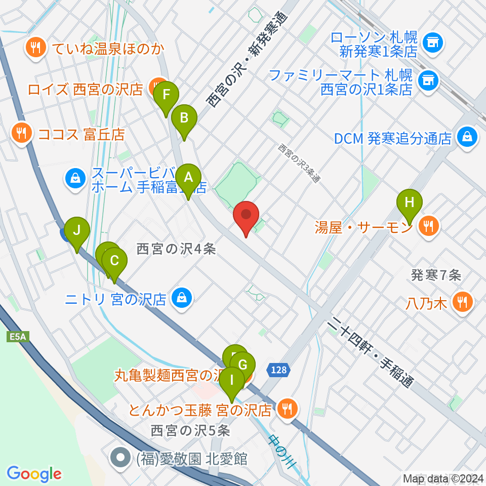 エルム楽器札幌本店周辺のファミレス・ファーストフード一覧地図