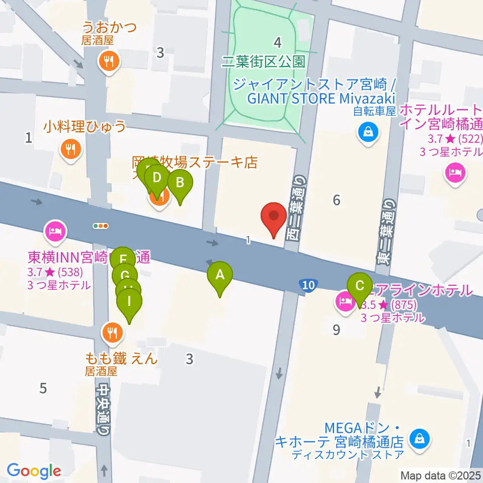 西村楽器 micc本店周辺のファミレス・ファーストフード一覧地図