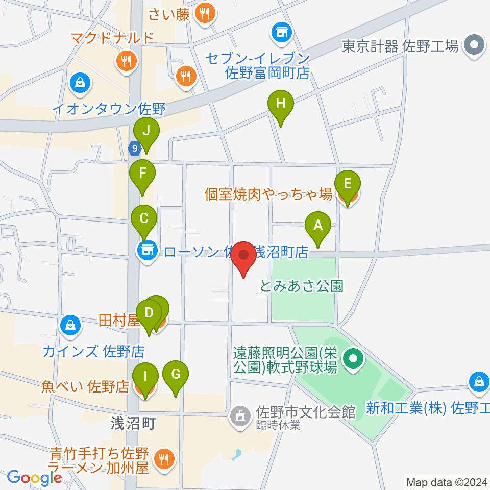 オンダ楽器周辺のファミレス・ファーストフード一覧地図