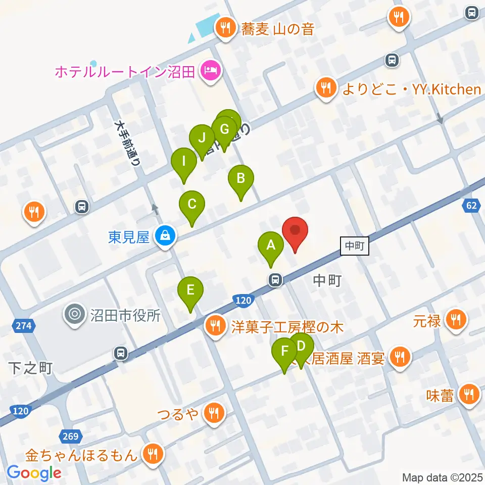 小池楽器店周辺のファミレス・ファーストフード一覧地図