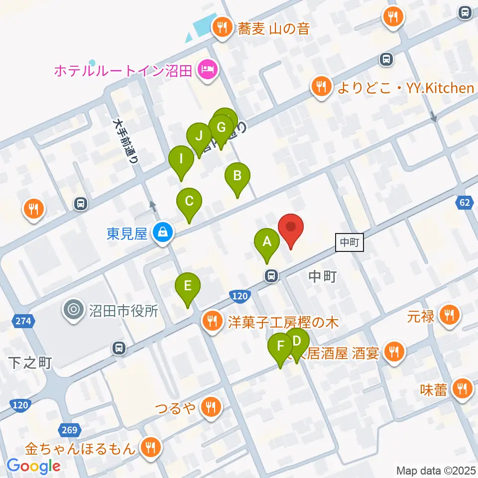 小池楽器店周辺のファミレス・ファーストフード一覧地図