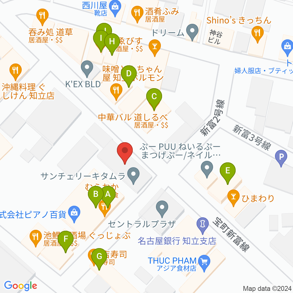 ピアノ百貨知立店周辺のファミレス・ファーストフード一覧地図