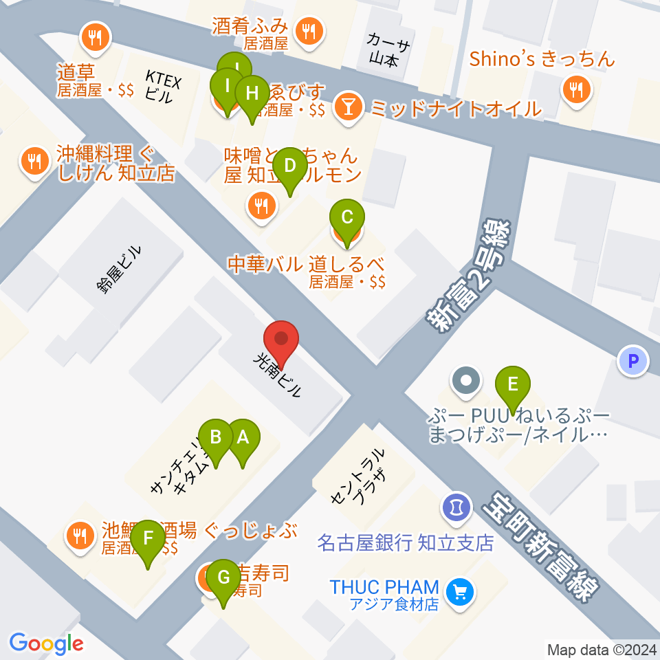 ピアノ百貨知立店周辺のファミレス・ファーストフード一覧地図