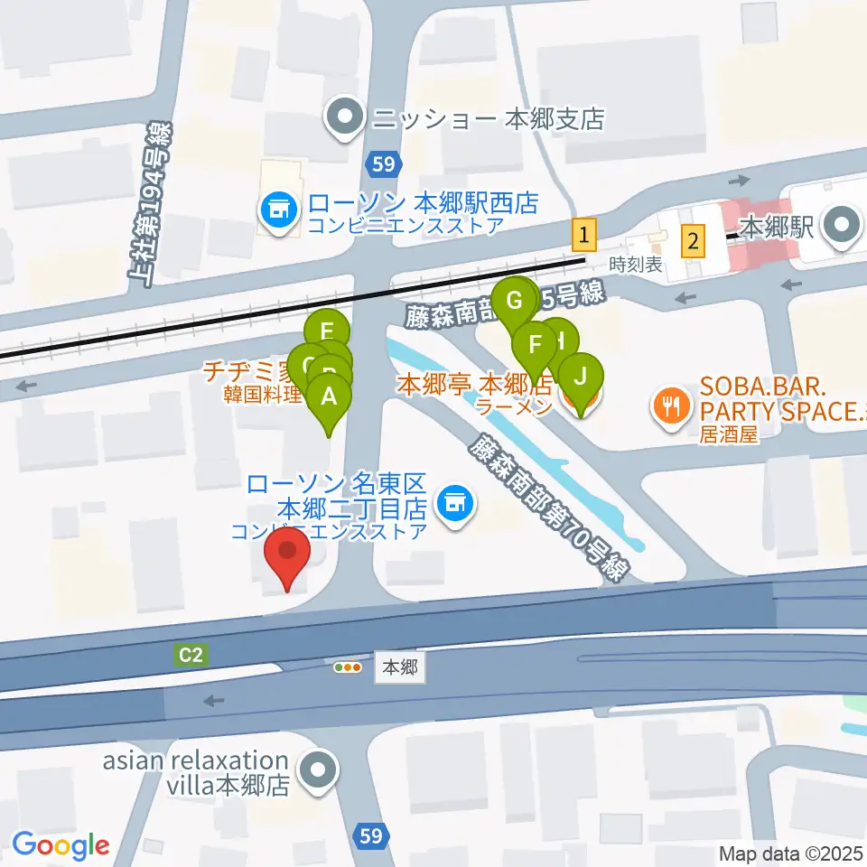 ピアノ百貨 名古屋店周辺のファミレス・ファーストフード一覧地図