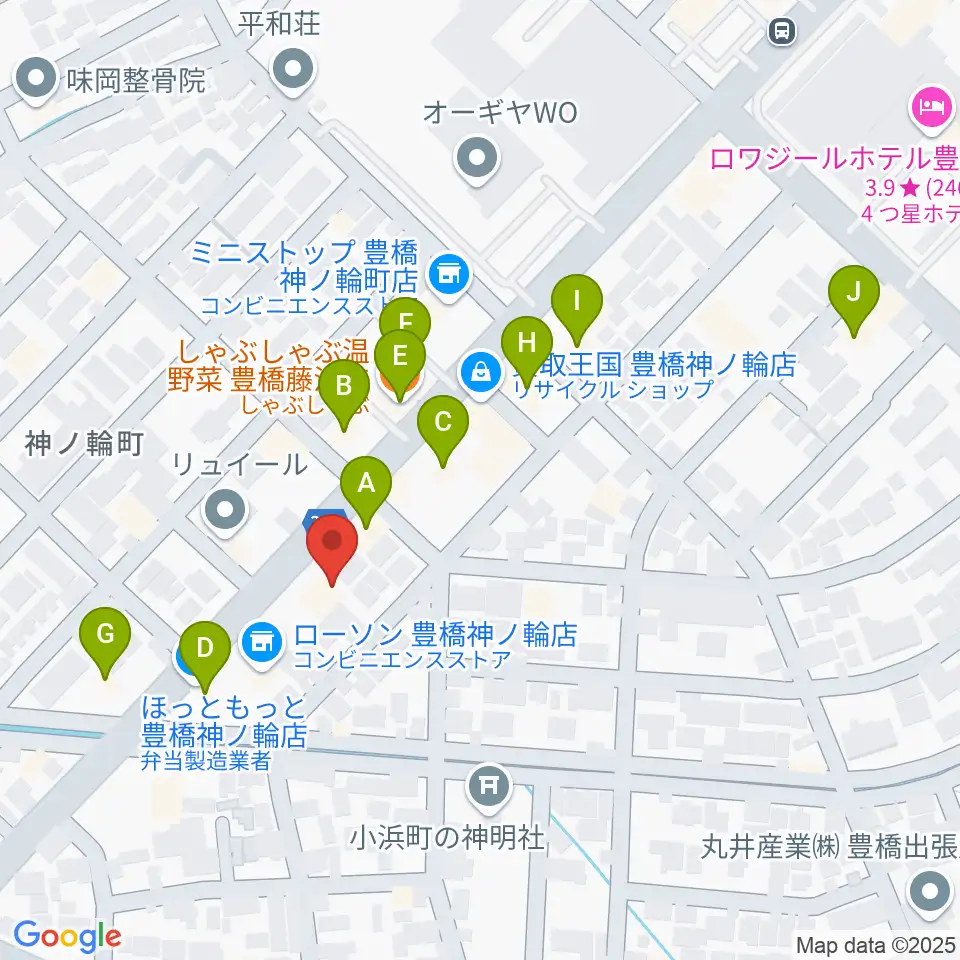 ピアノ百貨 豊橋店周辺のファミレス・ファーストフード一覧地図