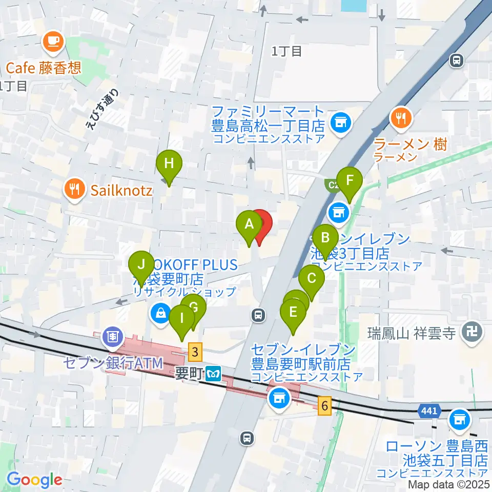 プラサギターラ周辺のファミレス・ファーストフード一覧地図