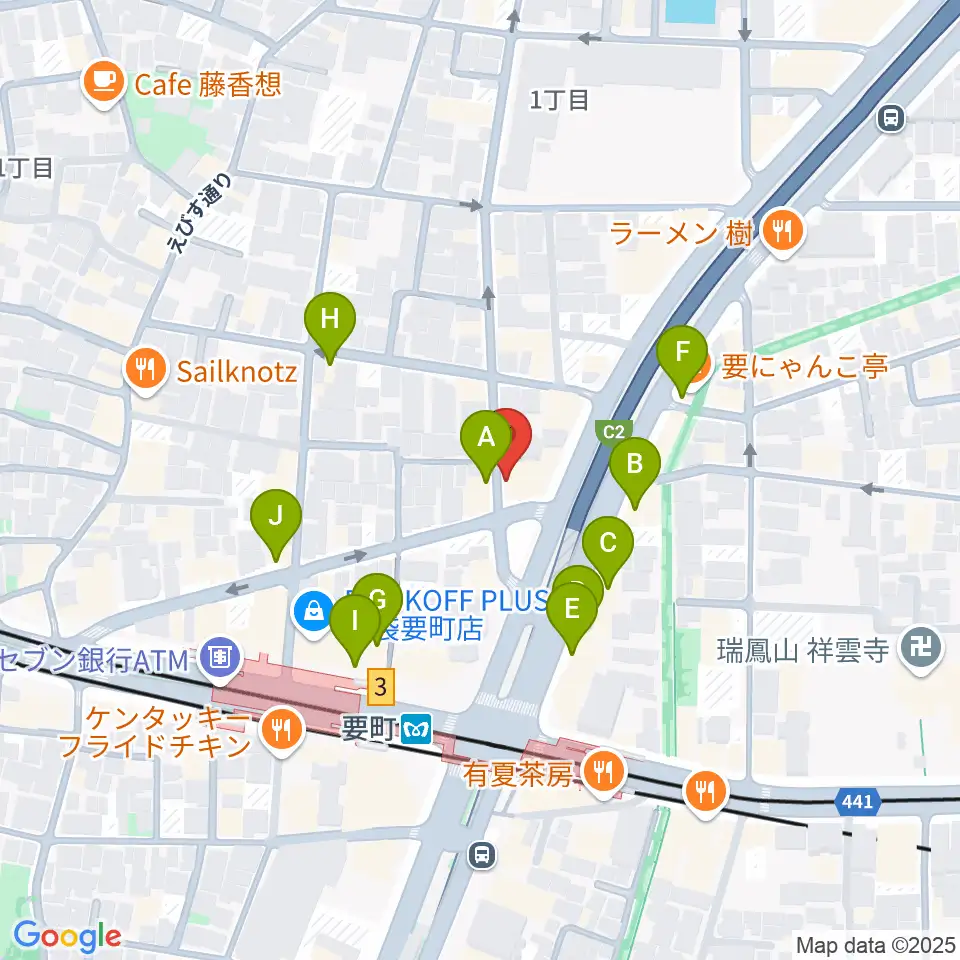 プラサギターラ周辺のファミレス・ファーストフード一覧地図