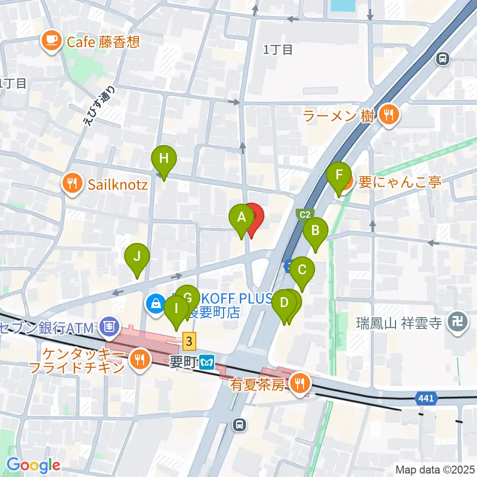 プラサギターラ周辺のファミレス・ファーストフード一覧地図