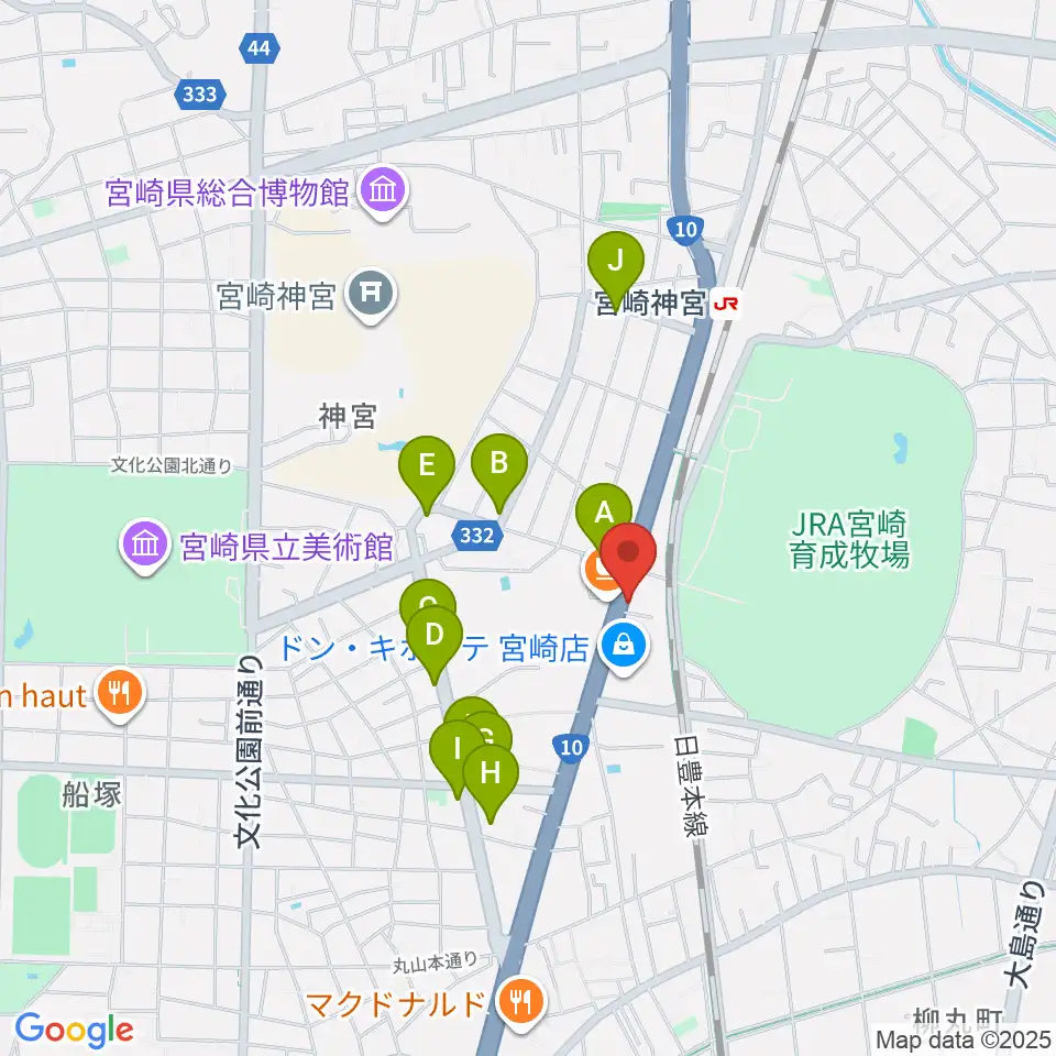 ピアノバンク周辺のファミレス・ファーストフード一覧地図