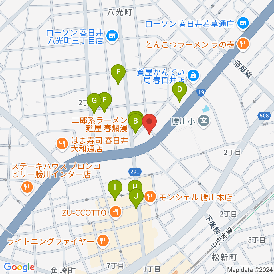 株式会社サカエ楽器周辺のファミレス・ファーストフード一覧地図