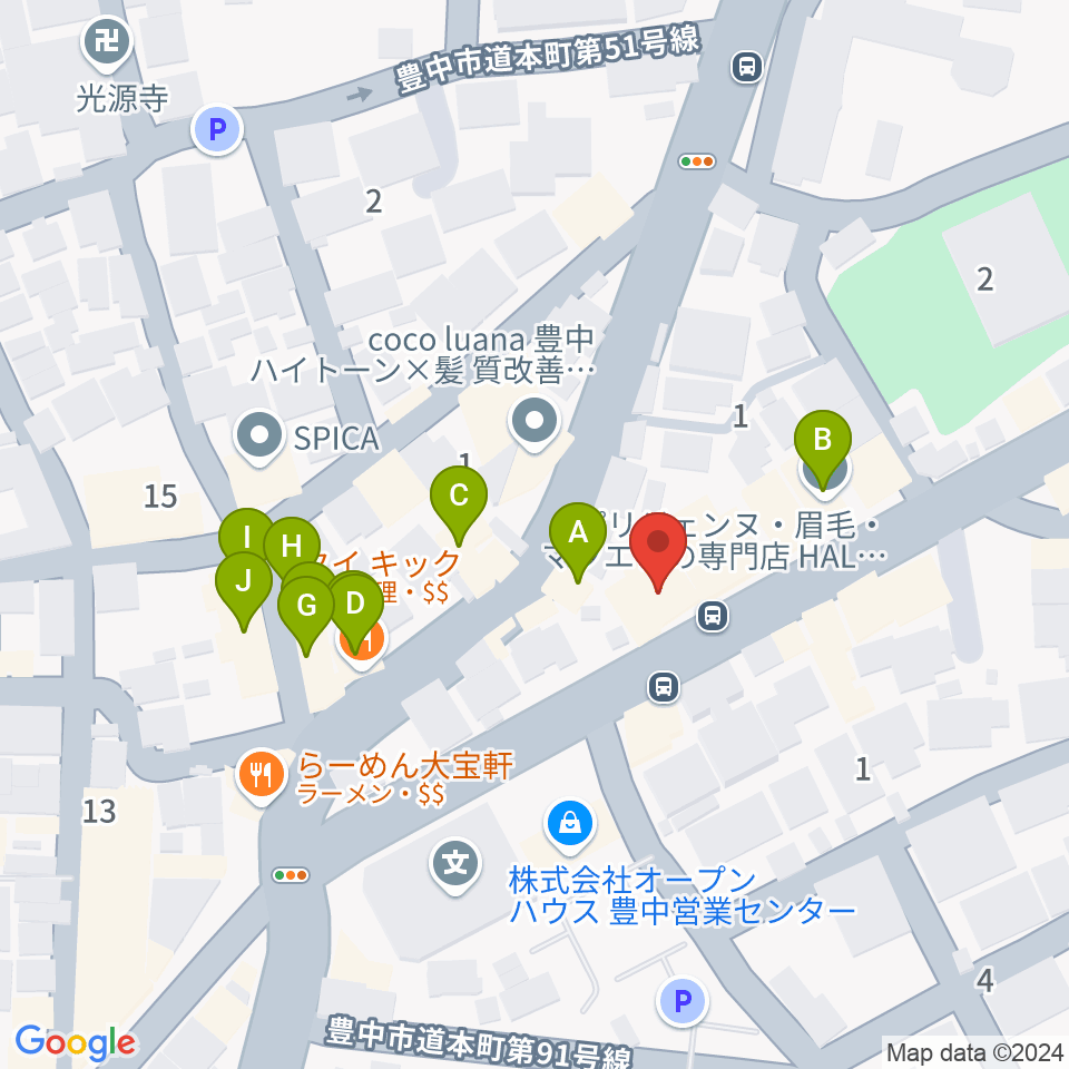 清家楽器周辺のファミレス・ファーストフード一覧地図