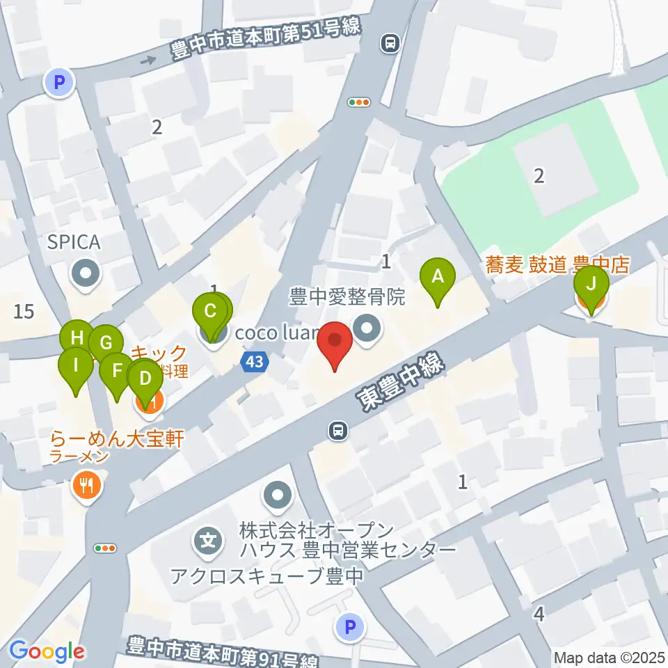 清家楽器周辺のファミレス・ファーストフード一覧地図
