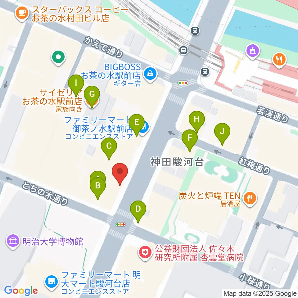 下倉バイオリン周辺のファミレス・ファーストフード一覧地図